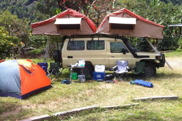 car rental Uganda with camping gear